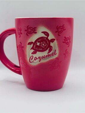 Red & Pink Cozumel Coffee Mug w/Sea Turtles